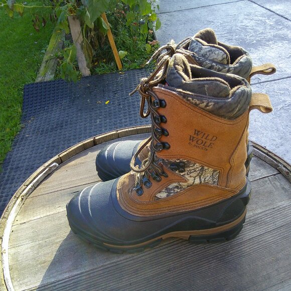 MENS WILD WOLF ROCKY BOOT LEATHER CAMO WORK HUNTING 8 M BOOTS ULTRA THINSULATE main image 3